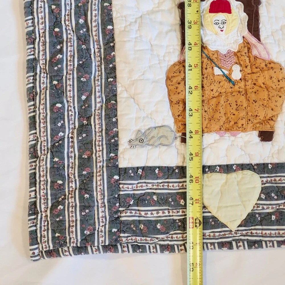 Vintage Handmade Mother Goose Nursery Rhymes Quilt Storybook Appliques Patchwork